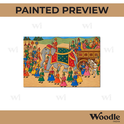 Royal Elephant Procession Madhubani Pre Marked MDF Design 1