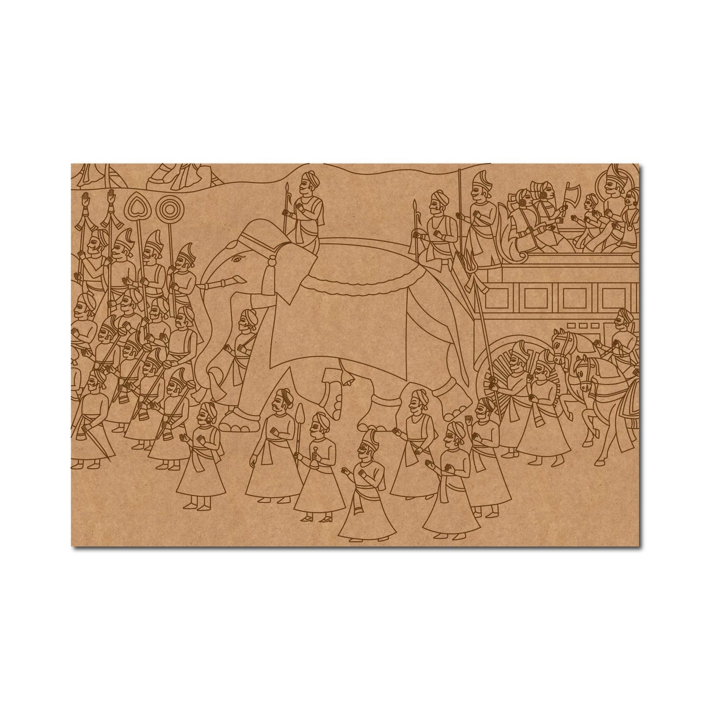 Royal Elephant Procession Madhubani Pre Marked MDF Design 1