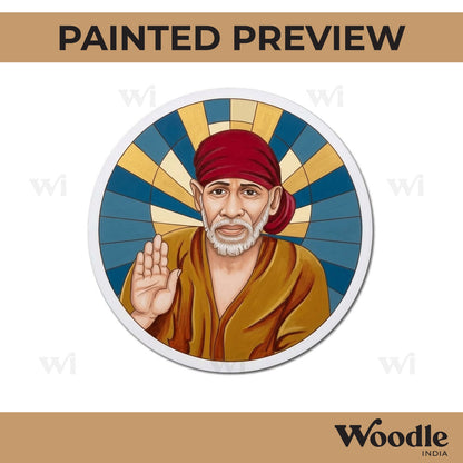 Sai Baba Shirdi Pre Marked Round MDF Design 1