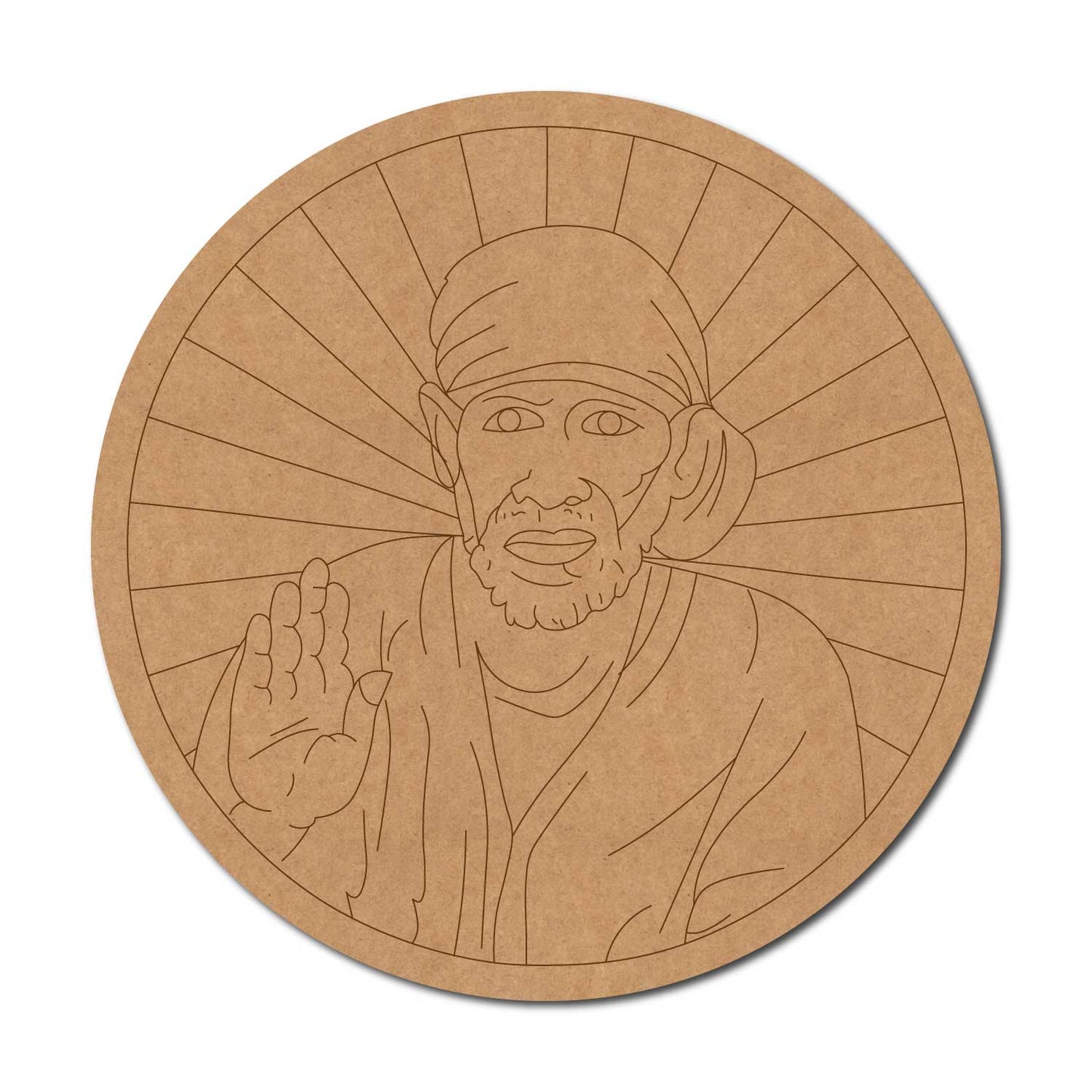 Sai Baba Shirdi Pre Marked Round MDF Design 1