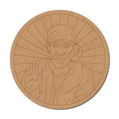 Sai Baba Shirdi Pre Marked Round MDF Design 1