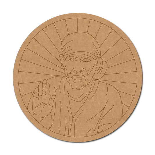 Sai Baba Shirdi Pre Marked Round MDF Design 1