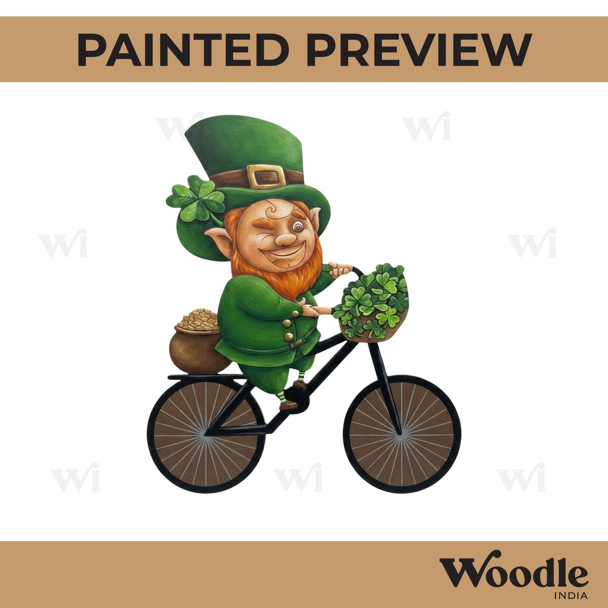 Saint Patrick On Bicycle Pre Marked MDF Design 1