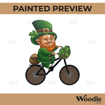 Saint Patrick On Bicycle Pre Marked MDF Design 1