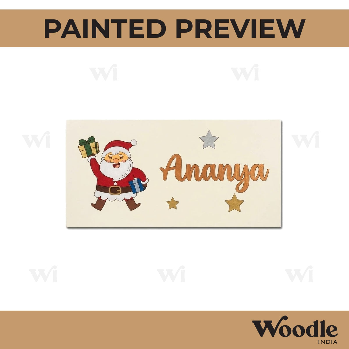 Santa Claus Christmas Kids Nameplate MDF Design 1