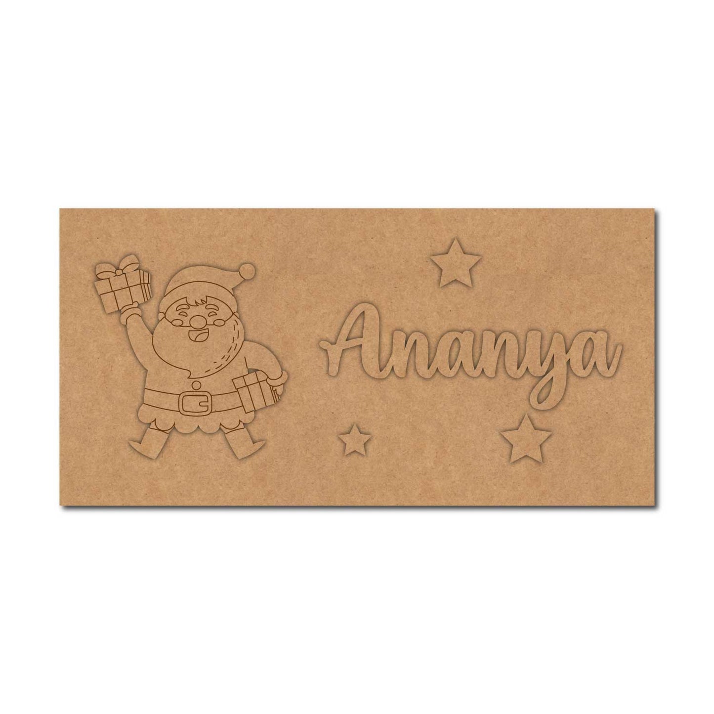 Santa Claus Christmas Kids Nameplate MDF Design 1