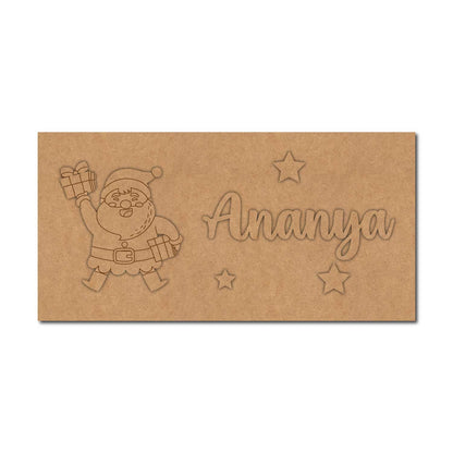 Santa Claus Christmas Kids Nameplate MDF Design 1