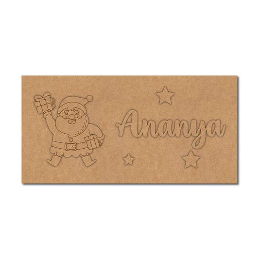 Santa Claus Christmas Kids Nameplate MDF Design 1