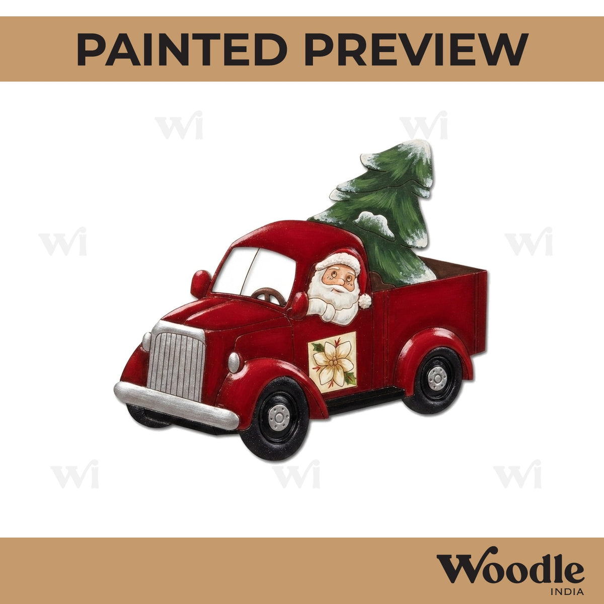 Santa Claus Driving Car Pre Marked MDF Design 1