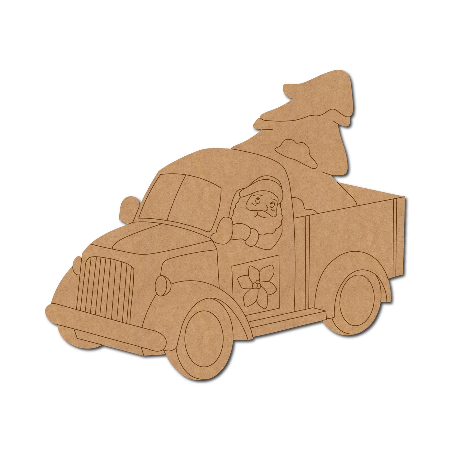 Santa Claus Driving Car Pre Marked MDF Design 1