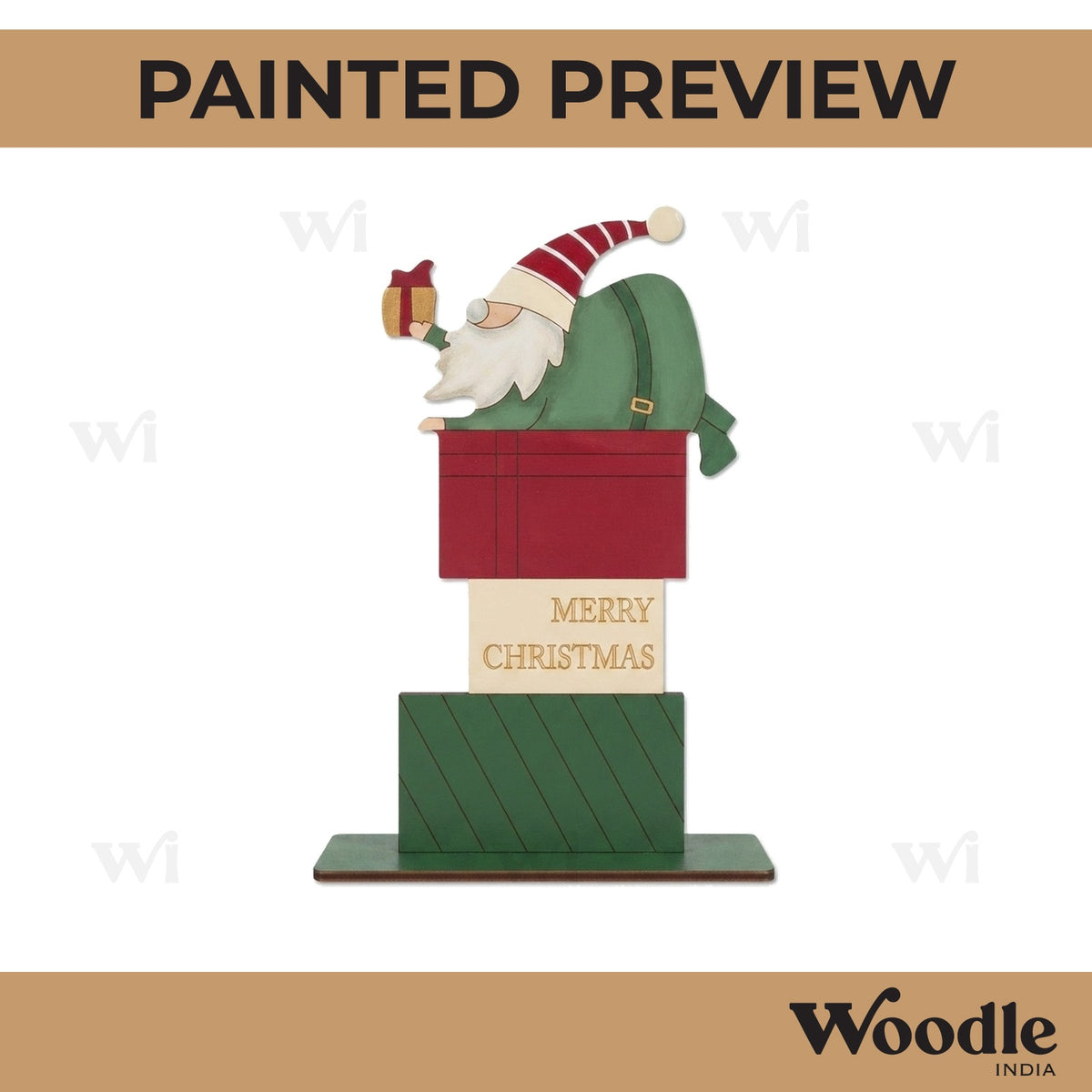 Santa Claus On Gifts Christmas Pre Marked MDF Design 1