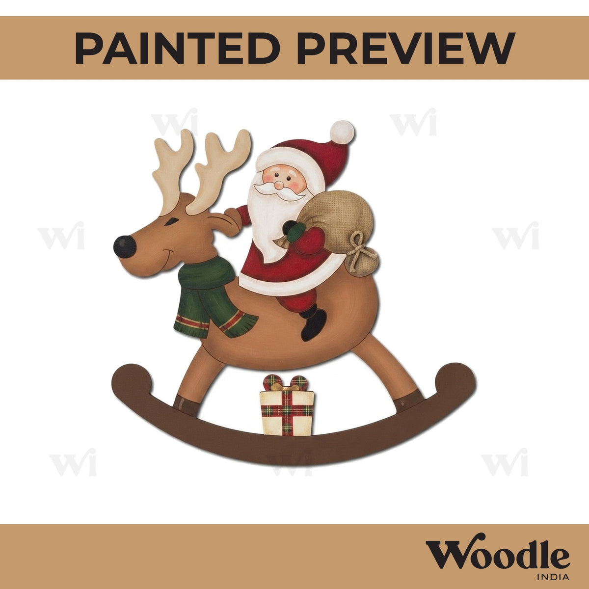 Santa Claus On Reindeer Christmas Pre Marked MDF Design 1