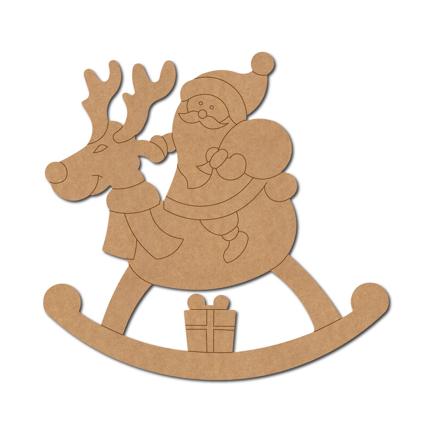 Santa Claus On Reindeer Christmas Pre Marked MDF Design 1