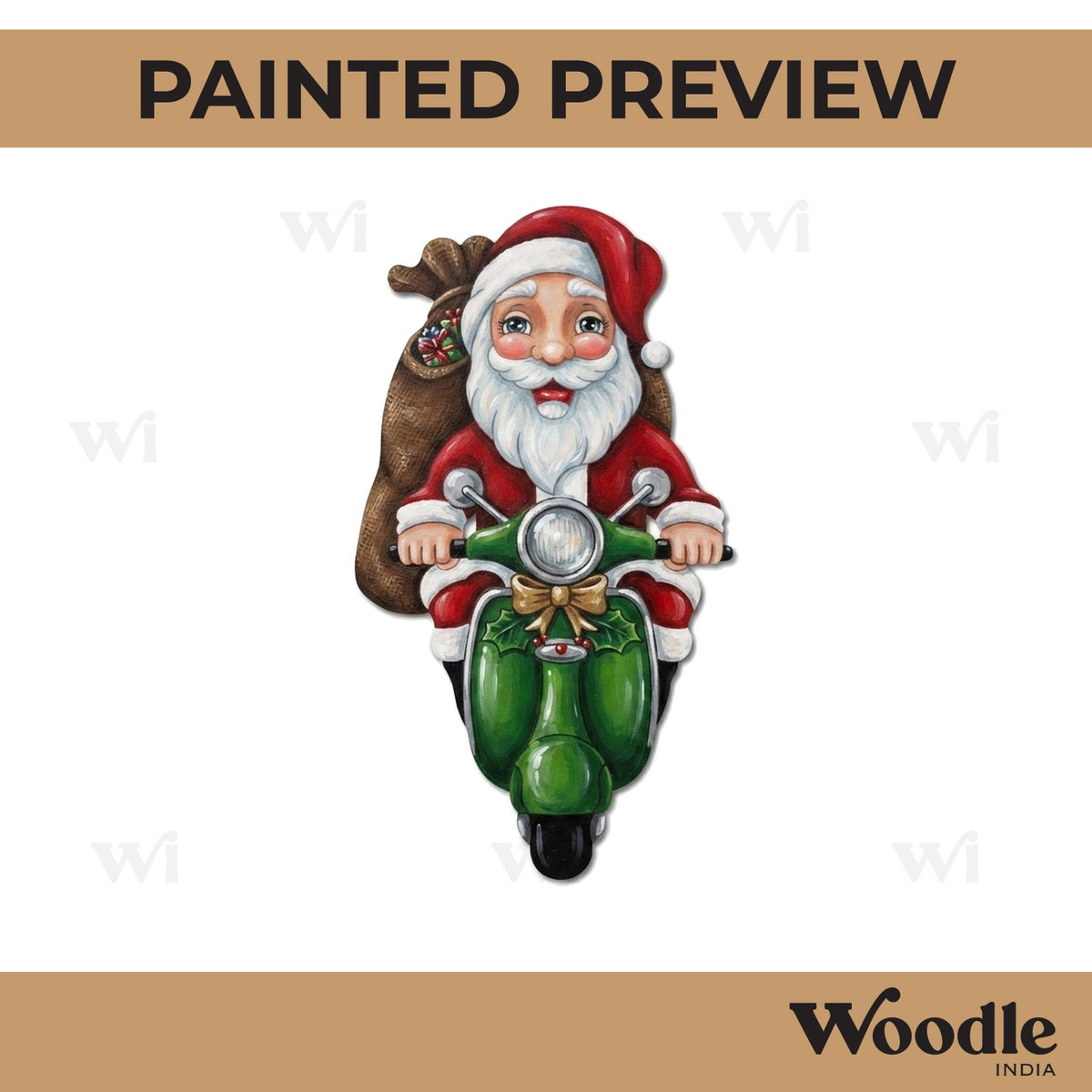 Santa Claus On Scooter Christmas Pre Marked MDF Design 1