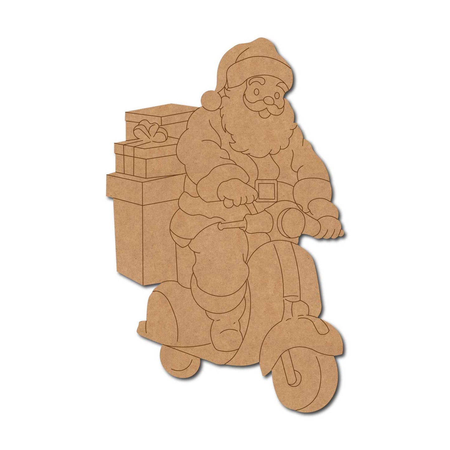 Santa Claus On Scooter Christmas Pre Marked MDF Design 2