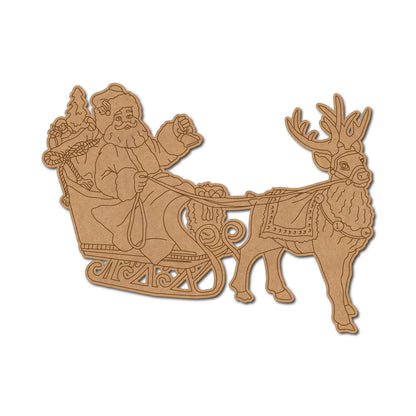 Santa Claus With Reindeer Christmas Pre Marked MDF Design 2