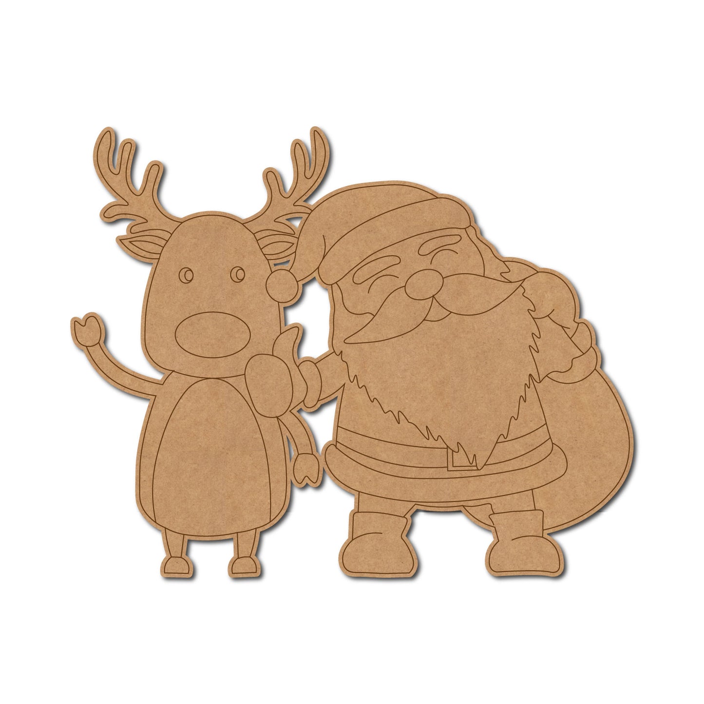 Santa Claus With Reindeer Christmas Pre Marked MDF Design 3