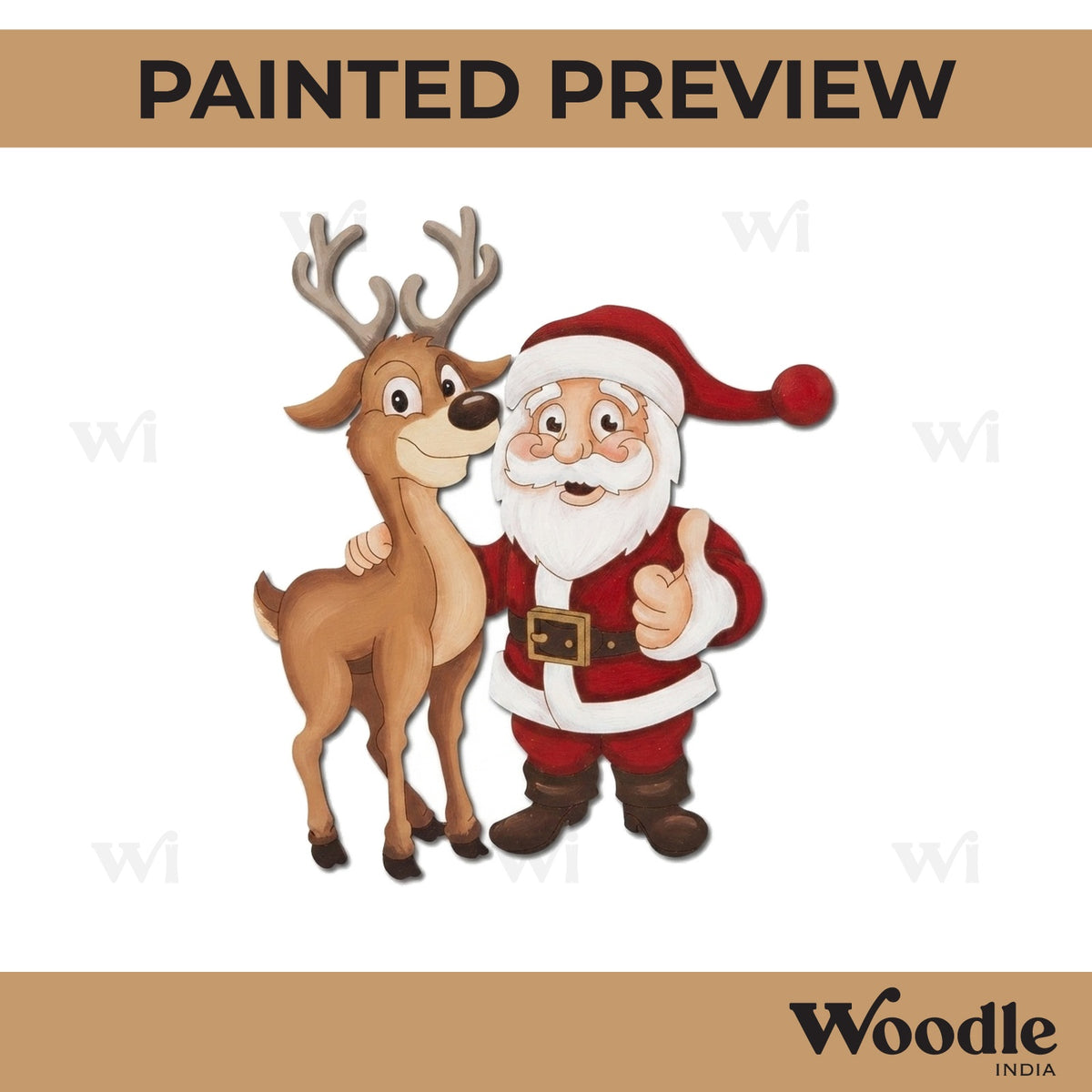 Santa Claus With Reindeer Christmas Pre Marked MDF Design 4