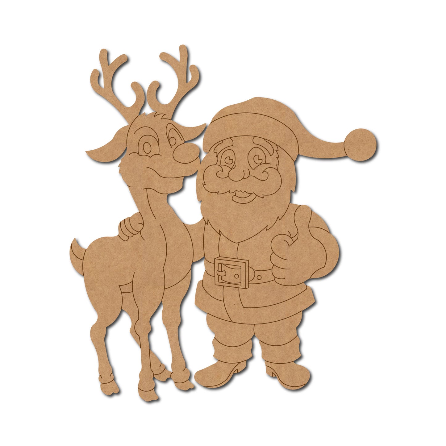 Santa Claus With Reindeer Christmas Pre Marked MDF Design 4