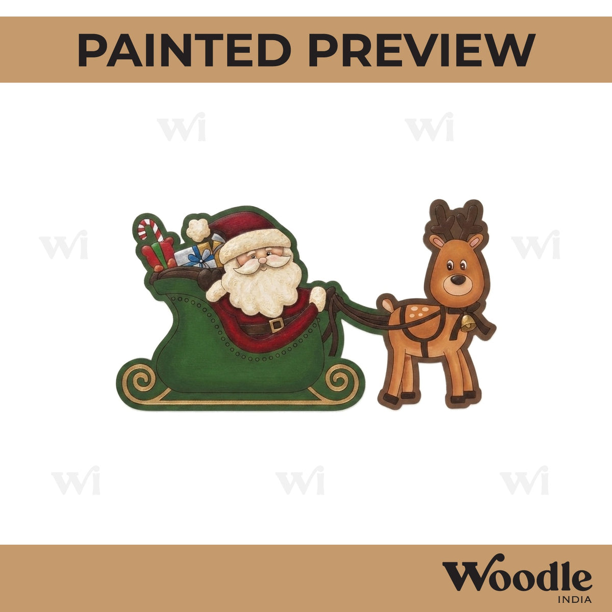 Santa Claus With Reindeer Christmas Pre Marked MDF Design 5