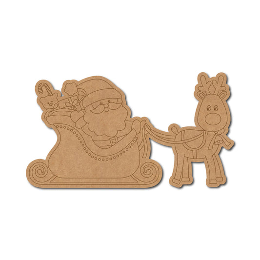 Santa Claus With Reindeer Christmas Pre Marked MDF Design 5