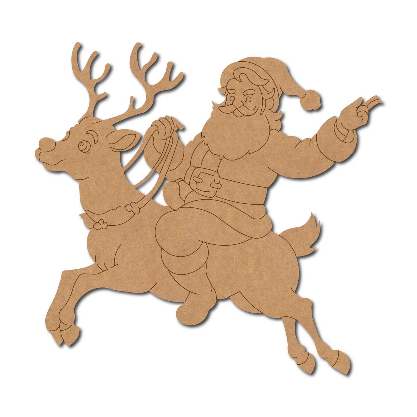 Santa Claus With Reindeer Christmas Pre Marked MDF Design 7