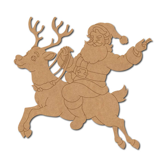 Santa Claus With Reindeer Christmas Pre Marked MDF Design 7