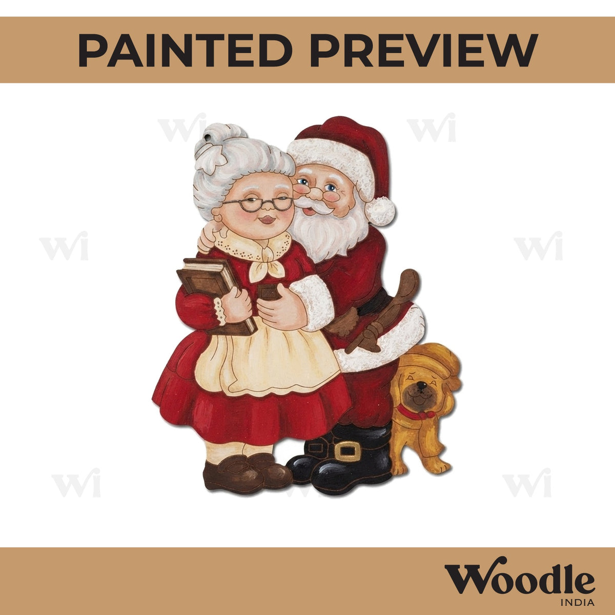 Santa Claus With Wife And Dog Christmas Pre Marked MDF Design 1