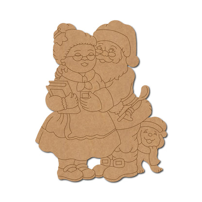 Santa Claus With Wife And Dog Christmas Pre Marked MDF Design 1