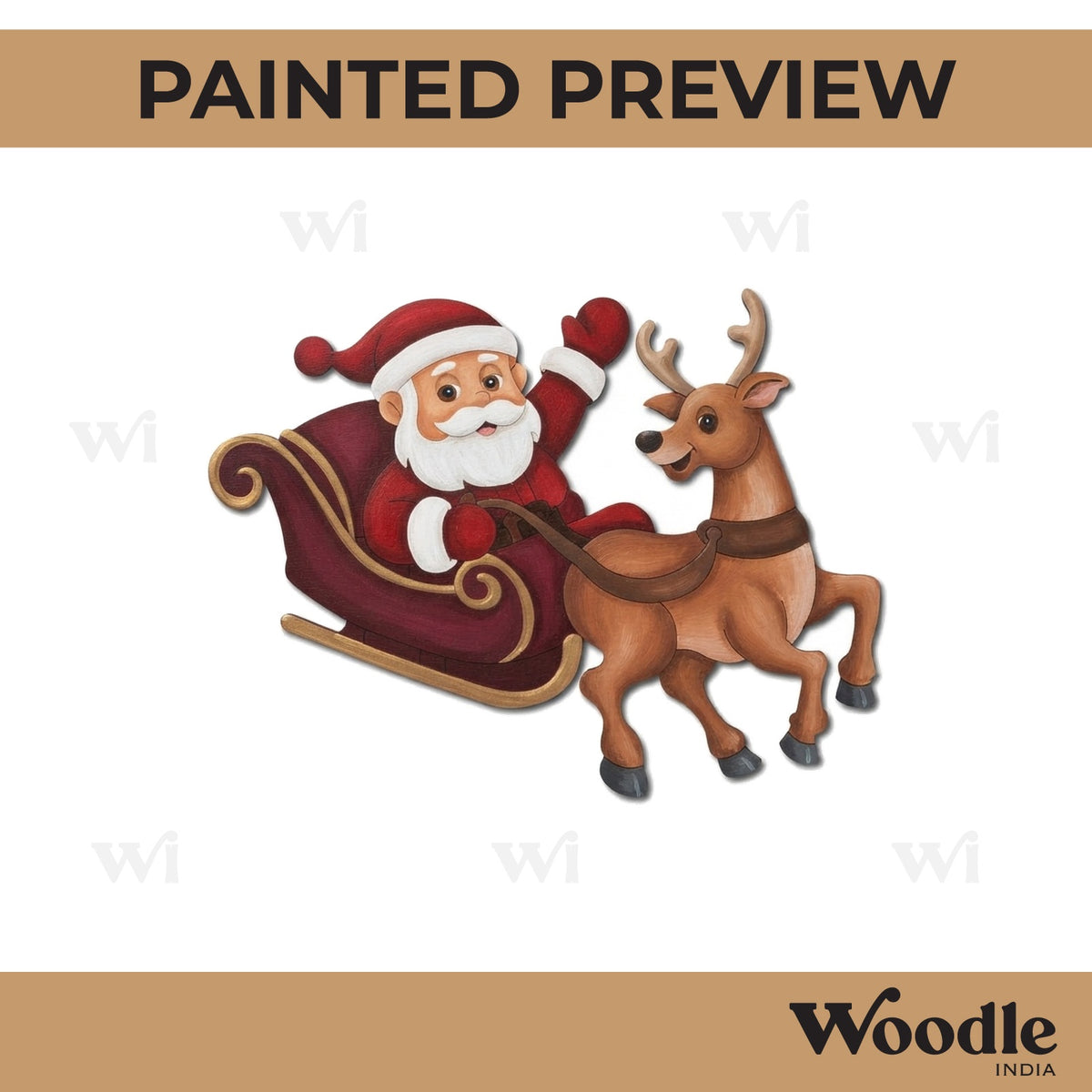 Santa Claus With Reindeer Christmas Pre Marked MDF Design 8