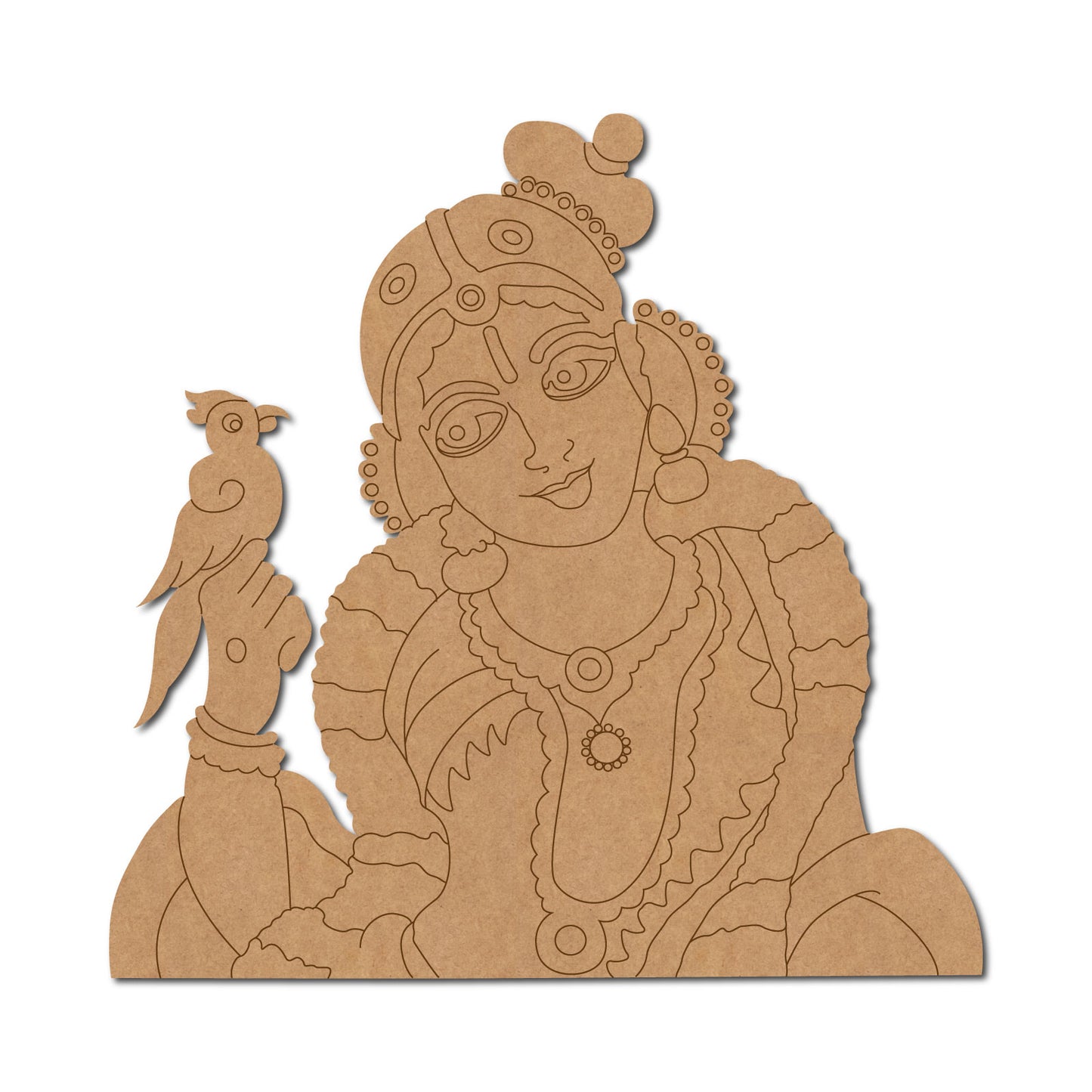 Saraswati Ji With Parrot Pre Marked MDF Design 1
