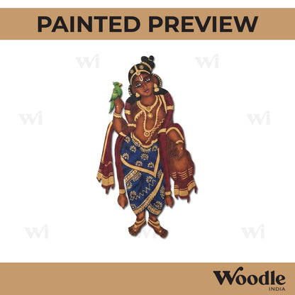 Saraswati Ji With Parrot Pre Marked MDF Design 2