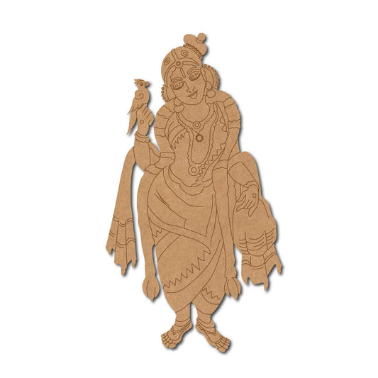 Saraswati Ji With Parrot Pre Marked MDF Design 2