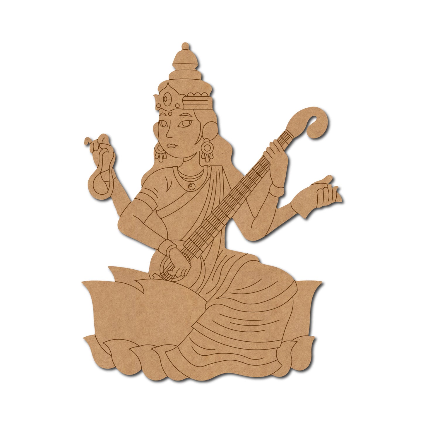 Saraswati Ji With Sitar Pre Marked MDF Design 2