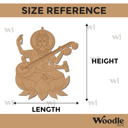 Saraswati Ji With Sitar Pre Marked MDF Design 3