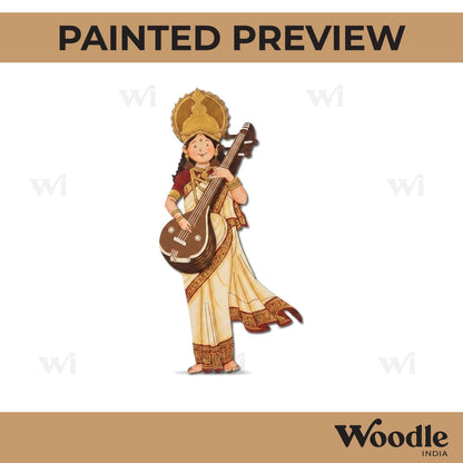 Saraswati Ji With Sitar Pre Marked MDF Design 5