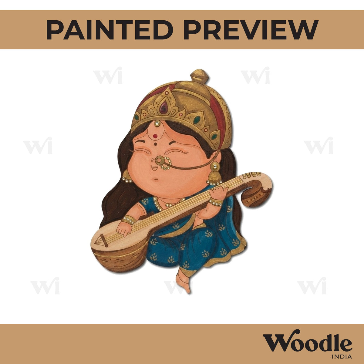 Saraswati Ji With Sitar Pre Marked MDF Design 6