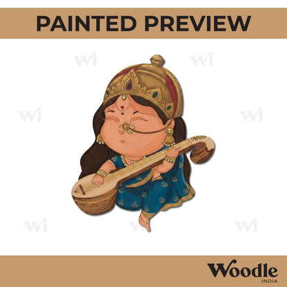 Saraswati Ji With Sitar Pre Marked MDF Design 6