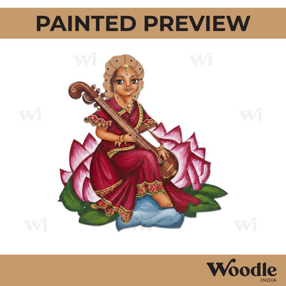 Saraswati Ji With Sitar Pre Marked MDF Design 7