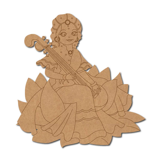 Saraswati Ji With Sitar Pre Marked MDF Design 7