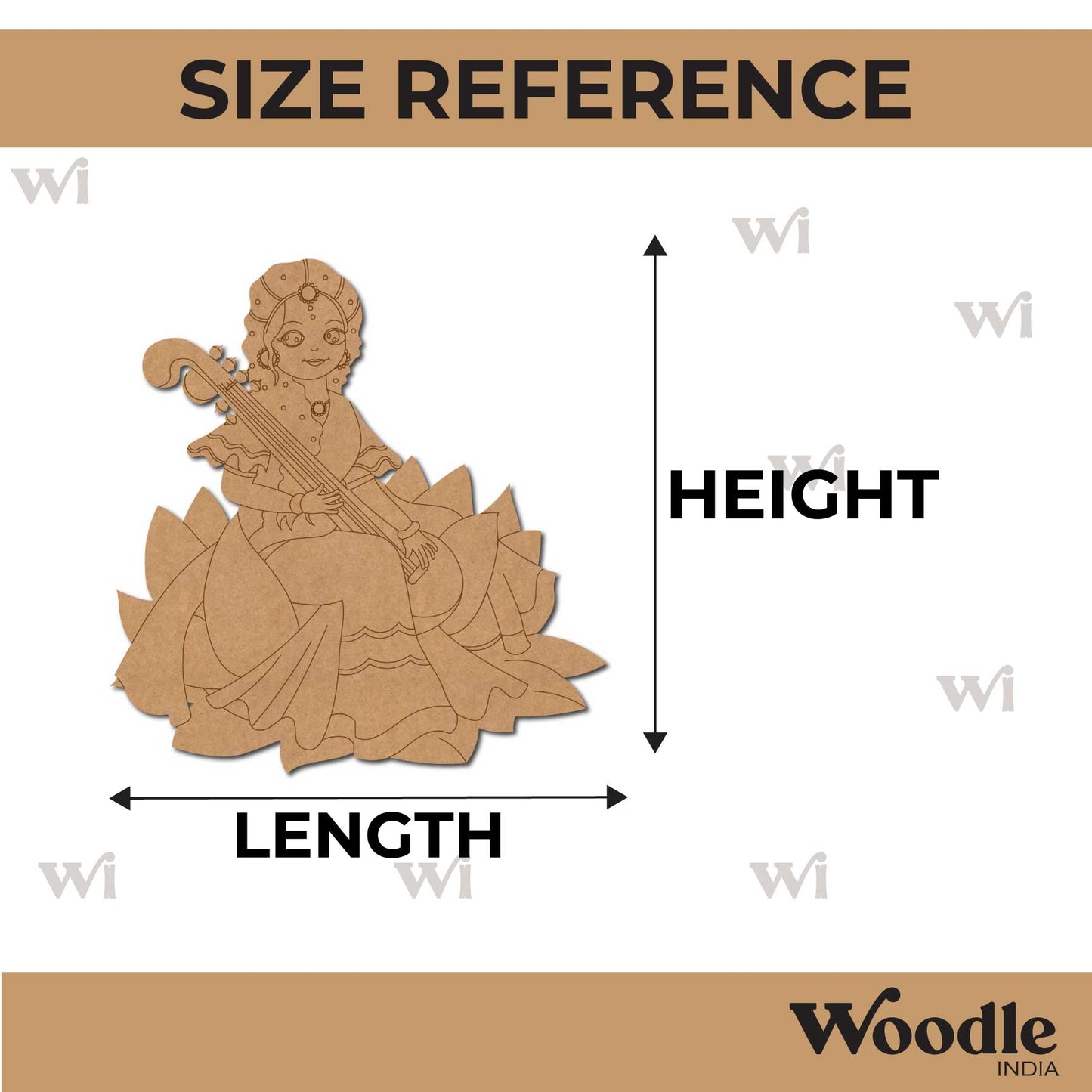 Saraswati Ji With Sitar Pre Marked MDF Design 7