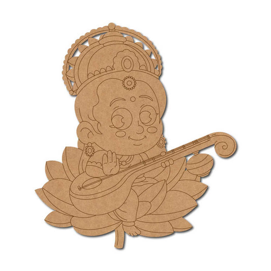Saraswati Ji With Sitar Pre Marked MDF Design 8