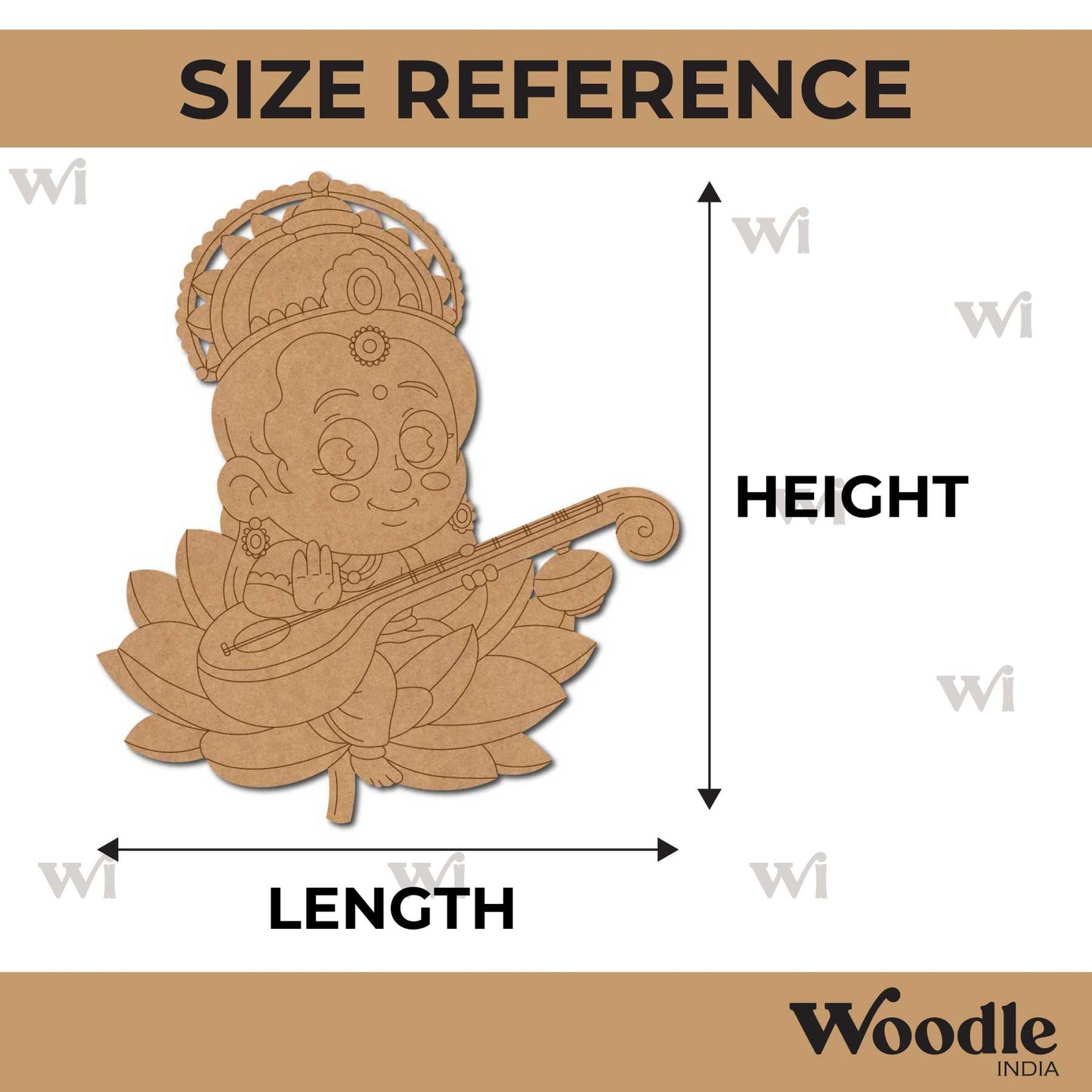 Saraswati Ji With Sitar Pre Marked MDF Design 8