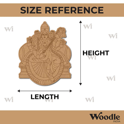 Saraswati Ji With Veena Pre Marked MDF Design 1