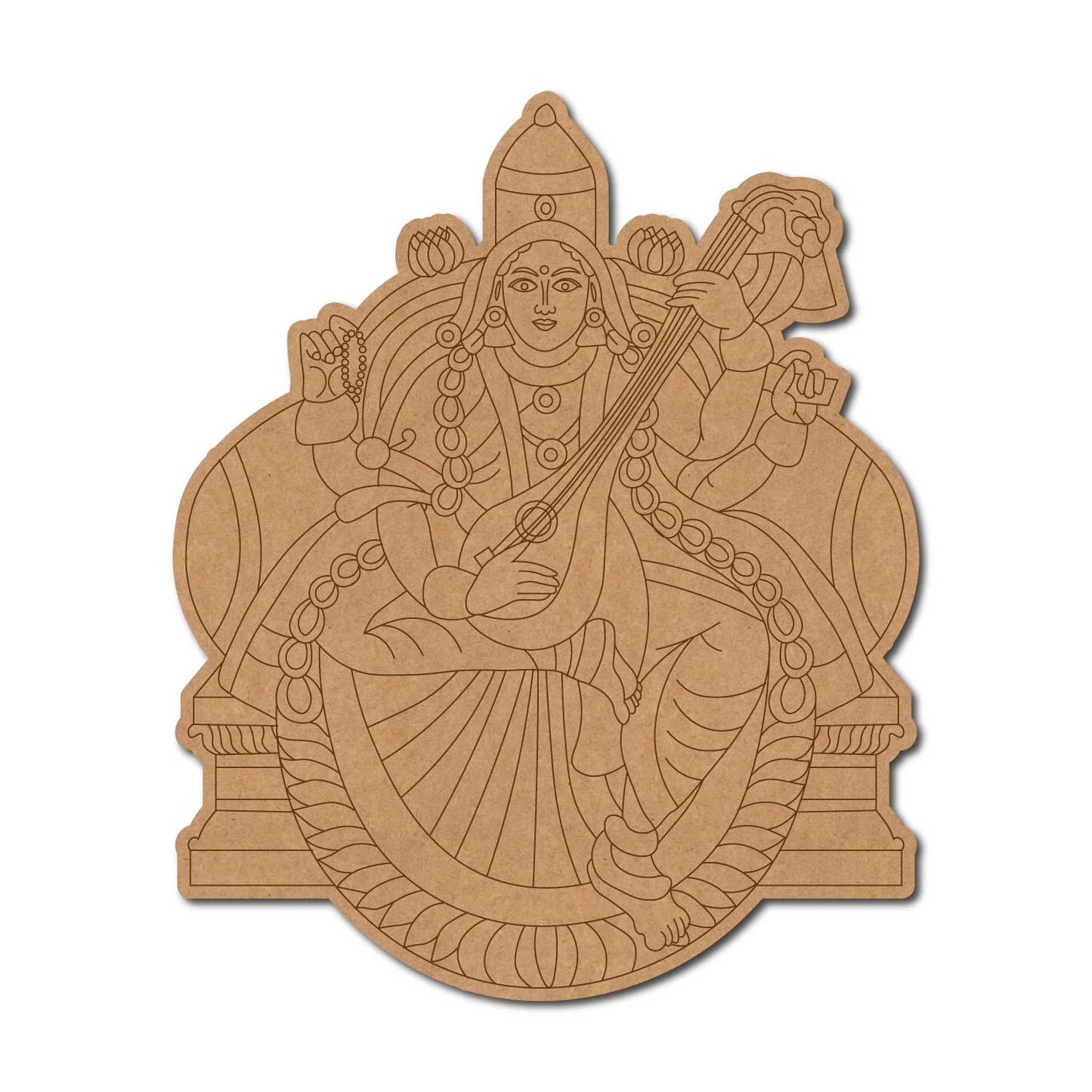 Saraswati Ji With Veena Pre Marked MDF Design 1