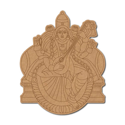 Saraswati Ji With Veena Pre Marked MDF Design 1