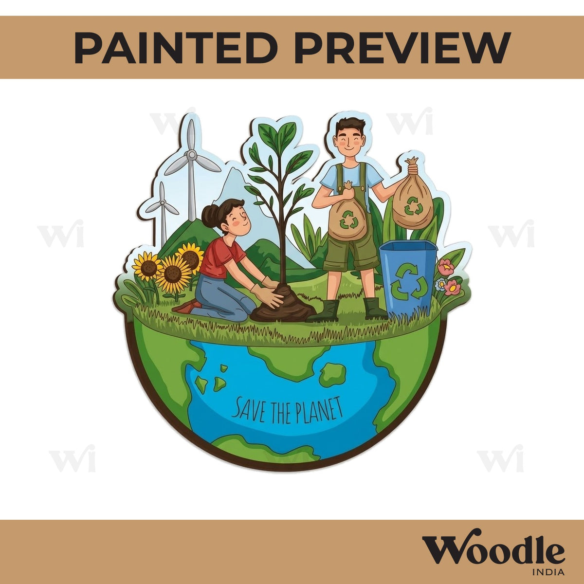 Save The Planet Pre Marked Base MDF Design 1