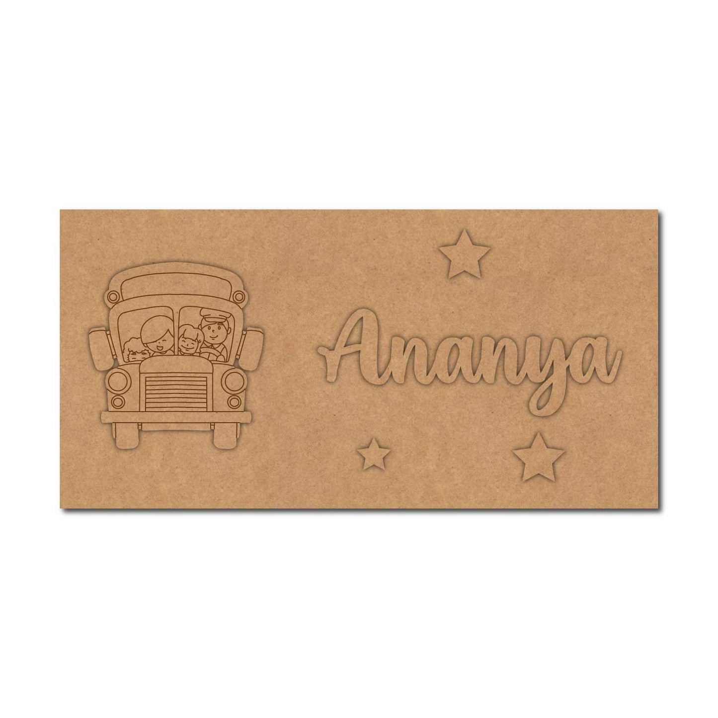 School Bus Kids Nameplate MDF Design 1