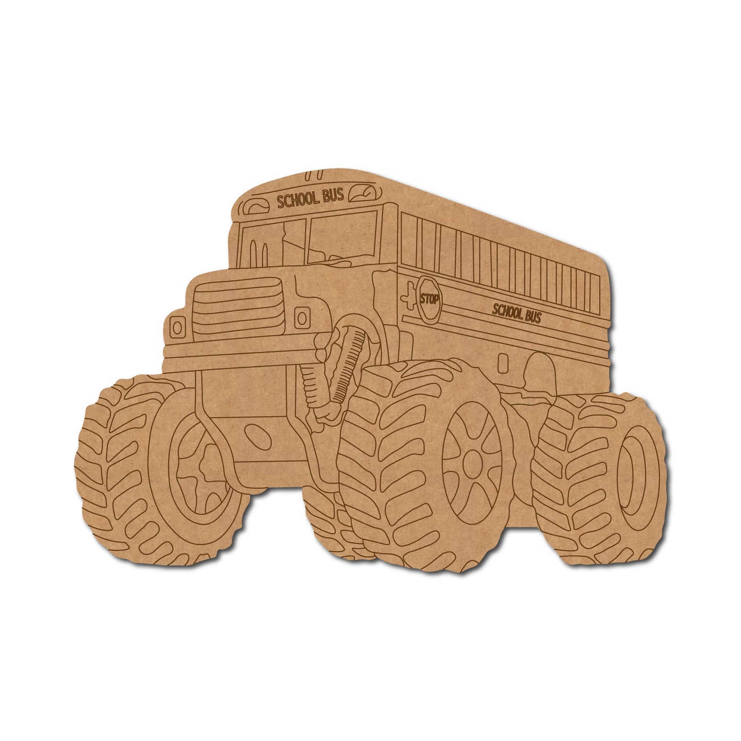 School Bus Monster Truck Pre Marked MDF Design 1