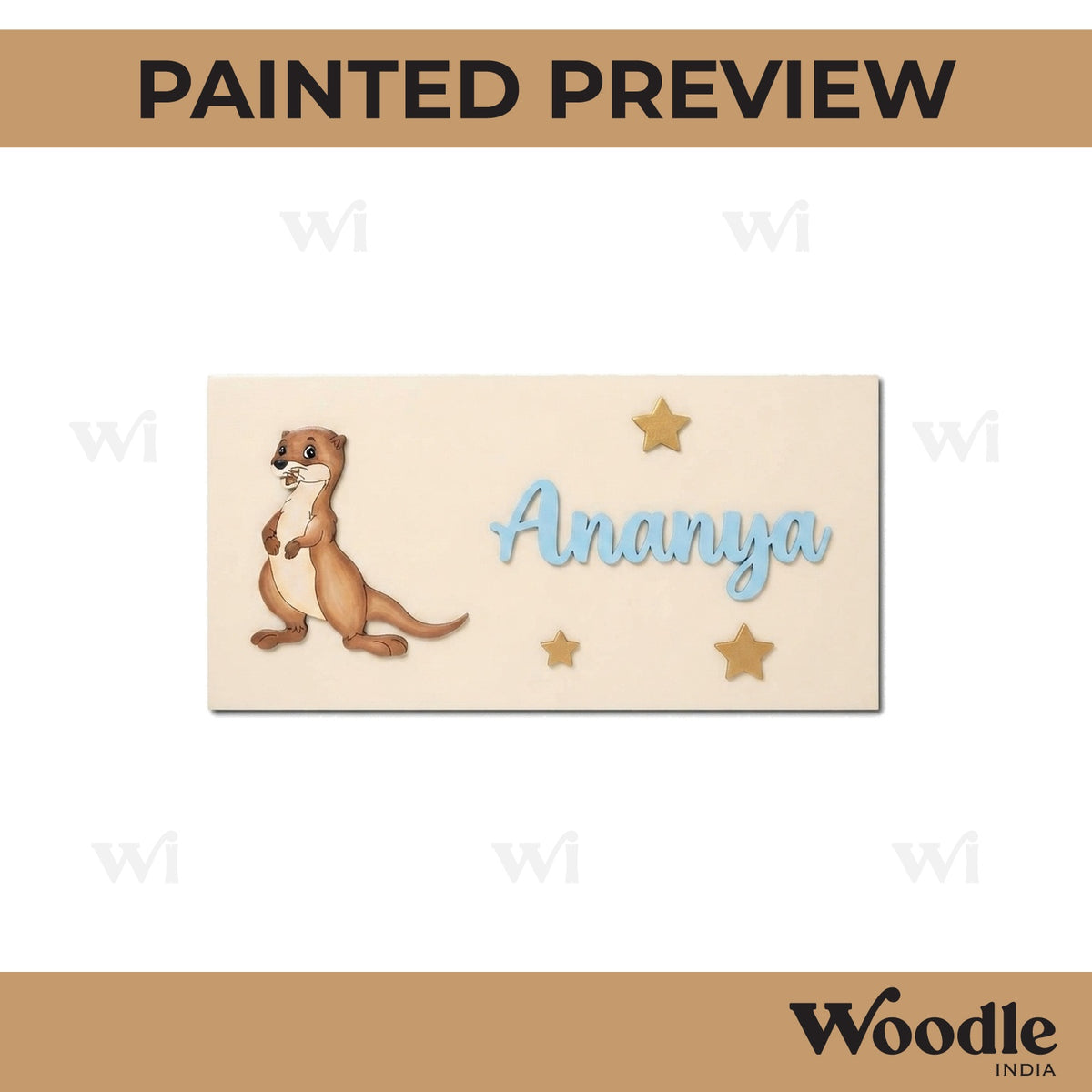 Sea Otter Kids Nameplate MDF Design 1